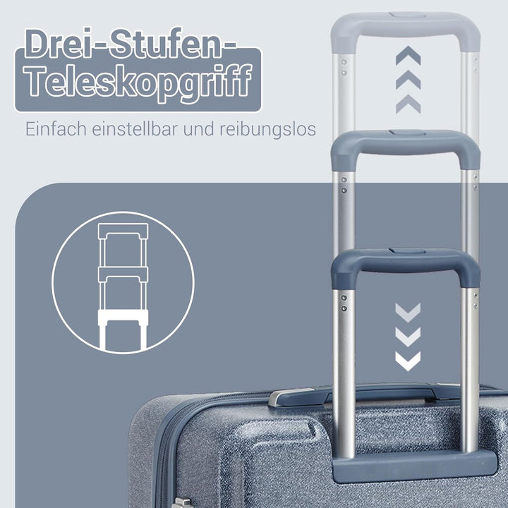 KONO Kofferset 3 Teilig Hartschale Leicht ABS+PC Koffer Handgepäck/Mittelgross/Gross Reisekofferset
