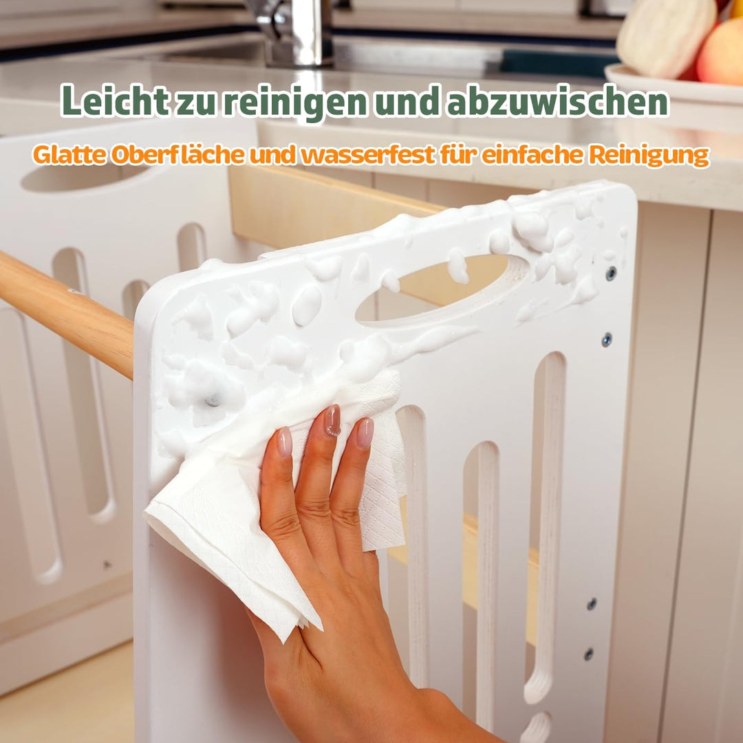 Kleinkind Tritthocker Kinderhocker, Höhenverstellbar (Weiss) | Sicher & Stabiler Toddler Tower & Ler