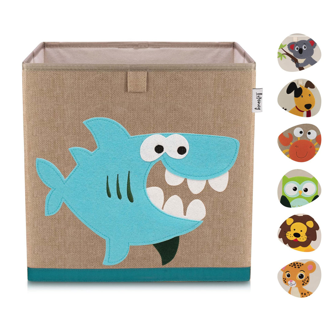 LIFENEY Aufbewahrungsbox Kinder mit Hai Motiv I Spielzeugbox mit Tiermotiv passend für Würfelregale