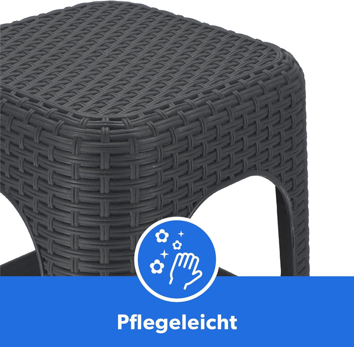 KADAX Hocker aus Kunststoff, Tritthocker bis 120 kg, Rattanhocker mit Antirutschfüssen, Badhocker, W