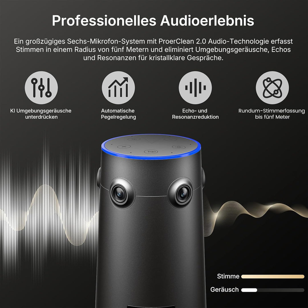 NEARITY 360 Alien 4K Webcam für Videokonferenz, 3 KI-Modi, 6 Mics mit Geräuschunterdrückung, Auto-Fr