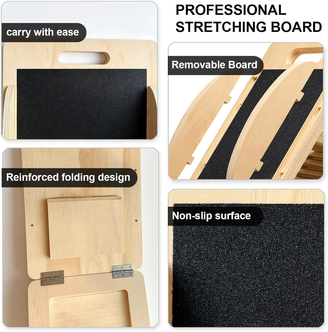 2-in-1 Wadendehner Schrägbrett aus Holz: Balance Board für Erwachsene, Massivholz-Klapp-Slant Board
