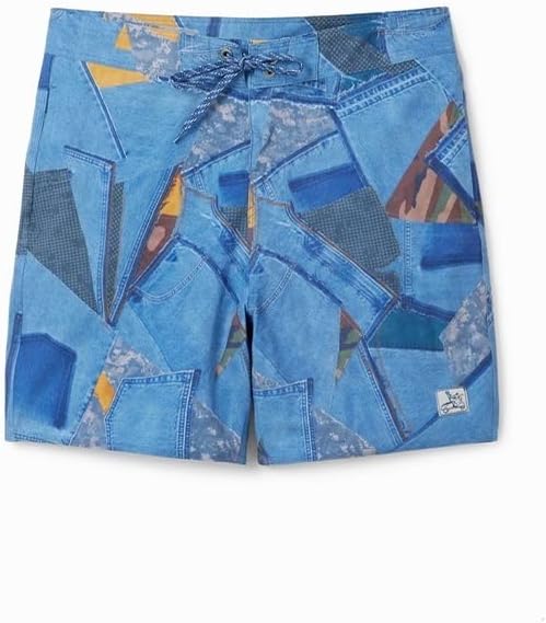 Desigual Herren Man Woven Board Shorts XXL Blau, XXL Blau