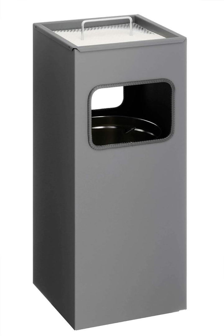 Durable Papierkorb Metall mit Ascher, entnehmbarer Inneneimer und Ascher, eckig, anthrazit, 333158 a