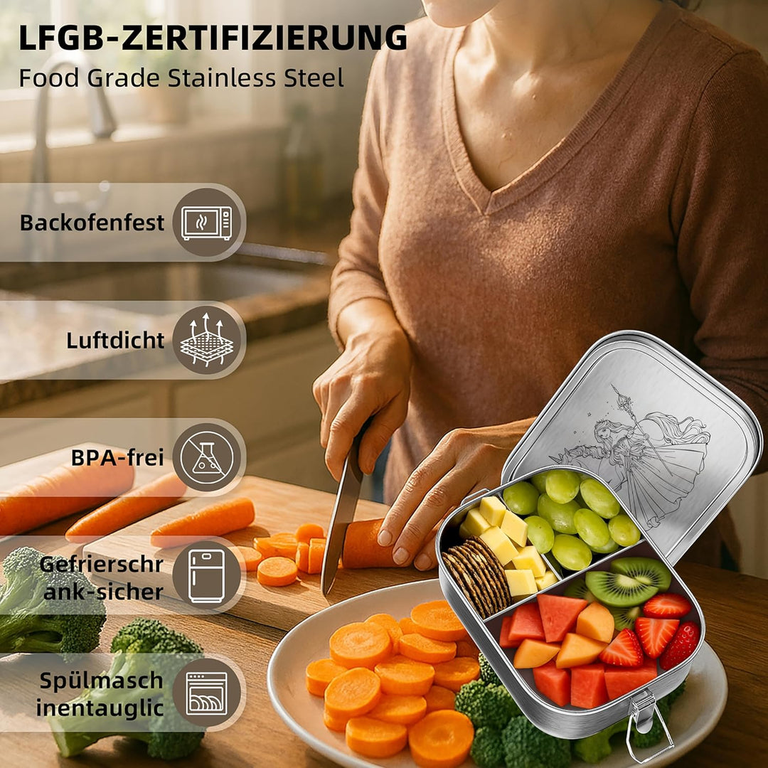REKITA Edelstahl Brotdose Kind er mit Fächern, 850ML Bento Box, Jausenbox Lunchbox, Personalisierte