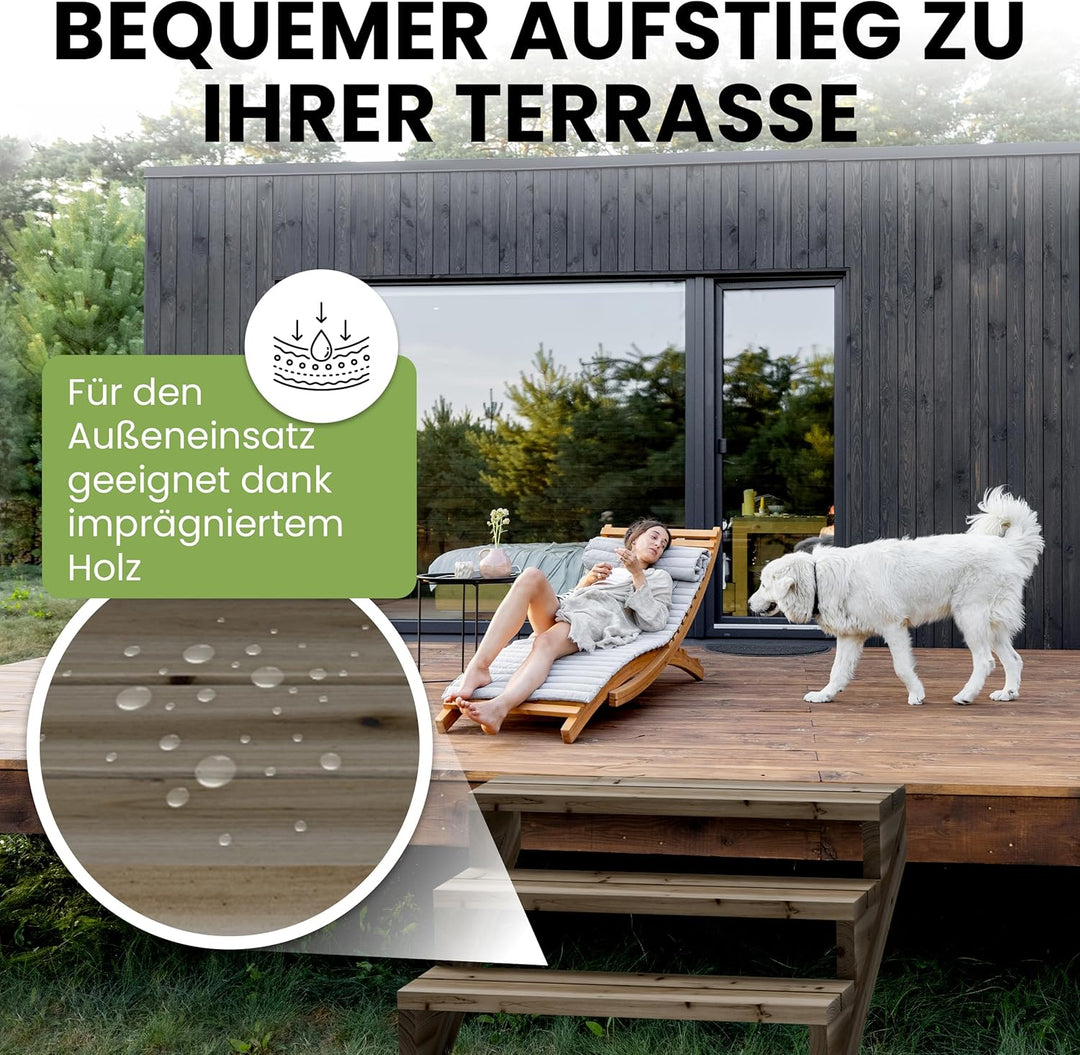 Gartenwelt Riegelsberger Terrassentreppe Breite 120 cm Treppe mit 3 Stufen Geschosshöhe 55 cm Massiv