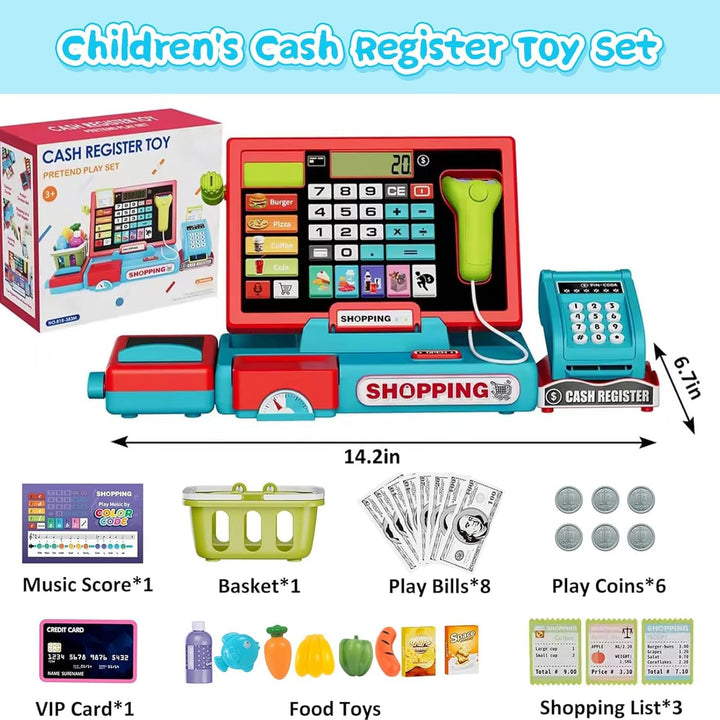 SliBoeyX Spielzeug-Kassen-Set für Kinder, mit echter Rechner-Funktion, Kaufladen-Rollenspiel mit Mus