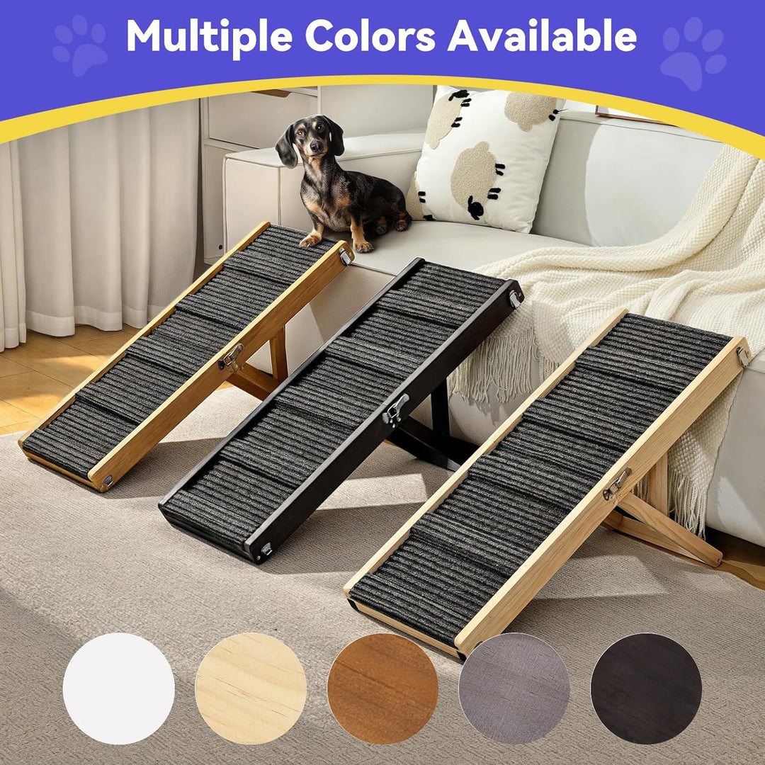2025 Upgraded Hund Rampe für Couch, Faltbare Hölzerne Kleine Hund Rampe für Bett, 4 Einstellbare Höh