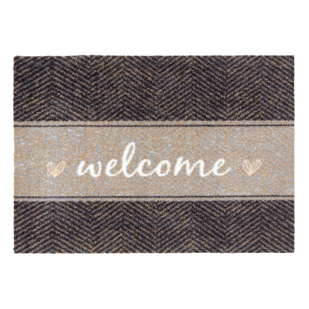 Astra rutschfeste Sauberlaufmatte innen - Fischgrät Welcome 50 x 70 cm - Wohnraum Fussmatte Design -