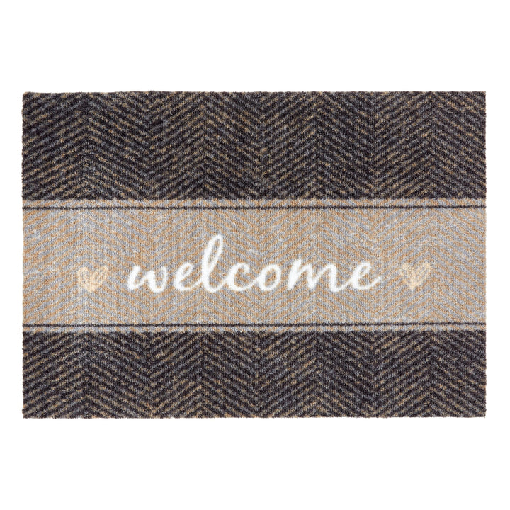 Astra rutschfeste Sauberlaufmatte innen - Fischgrät Welcome 50 x 70 cm - Wohnraum Fussmatte Design -