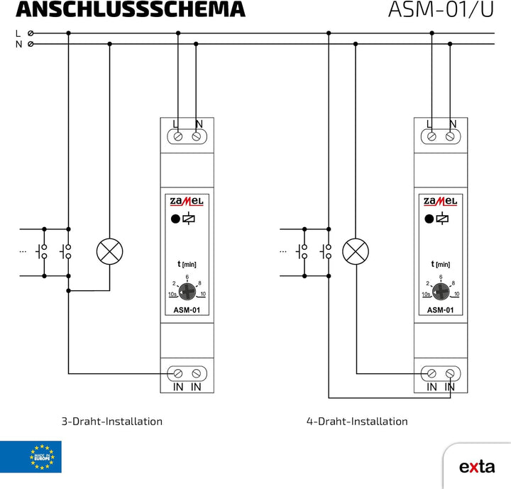 Zamel ASM-01/U Treppenlichtzeitschalter Hutschiene 12 V, 24 V, 230V