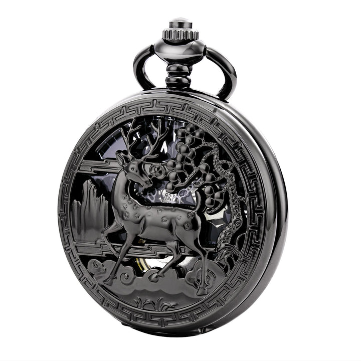 Treeweto Vintage Taschenuhr, mechanisch, doppelter Abdeckung, hohles Gehäuse, Skelett, Steampunk, Hi