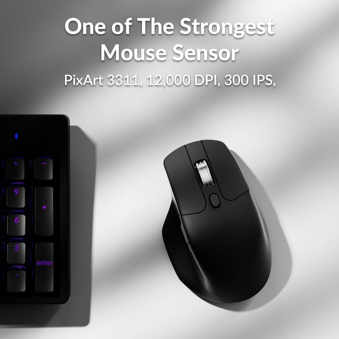 Keychron M6 Upgrade Wireless Bluetooth/2.4 GHz/Kabelgebundene Optische Maus,1000Hz Leichtgewicht Pro