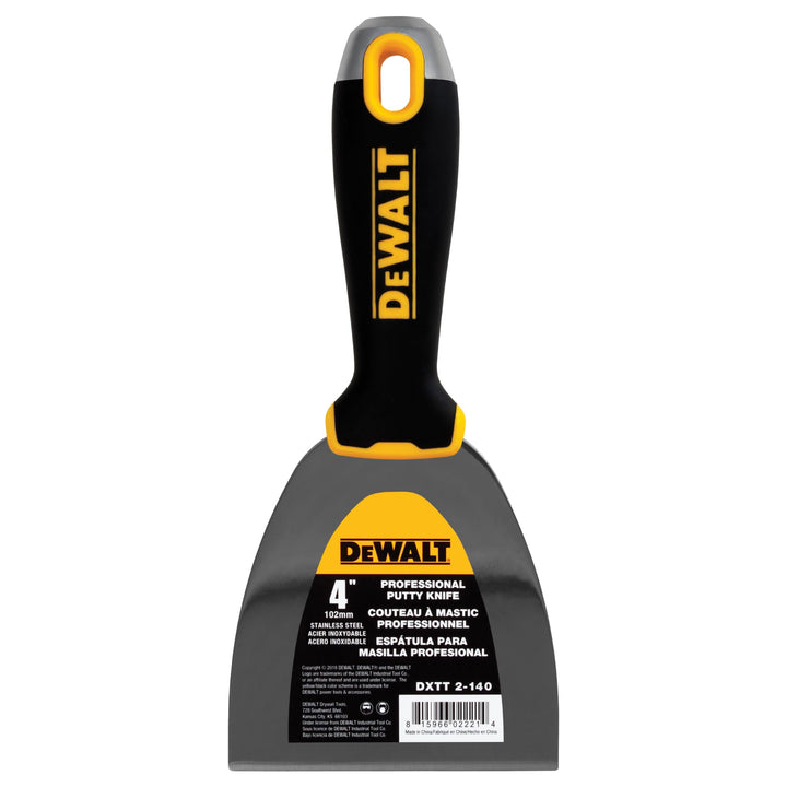 DEWALT 4" Putty Knife | Stainless Steel w/Soft Grip Handle | DXTT-2-140 4-Inch, 4-Inch