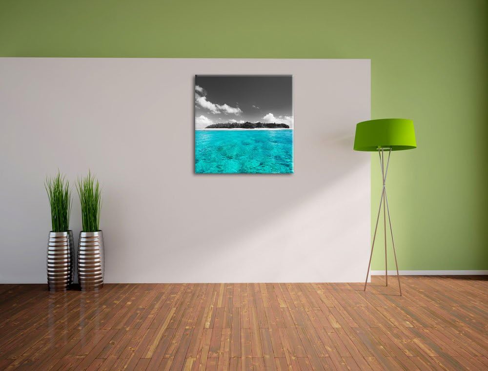 Pixxprint Malediven mit azurblauen Wasser als Leinwandbild/Grösse: 70x70 cm/Wandbild/Kunstdruck/fert