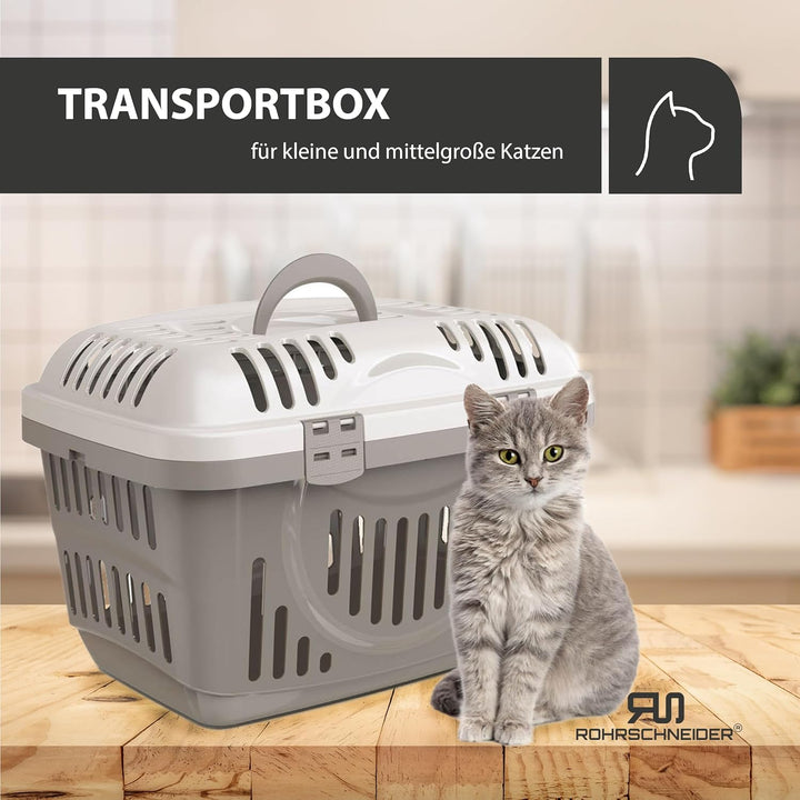 Rohrschneider® Katzen Transportbox | Transportbox Katze | Tierbox | Transportbox mit Griff| Katzenbo