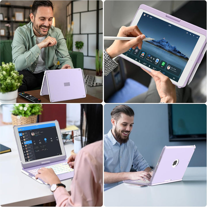 MMK Tastatur Hülle für iPad 10.2 Zoll(9/8/7 Generation), 7 Farben Beleuchtung & Multi Touch Trackpad