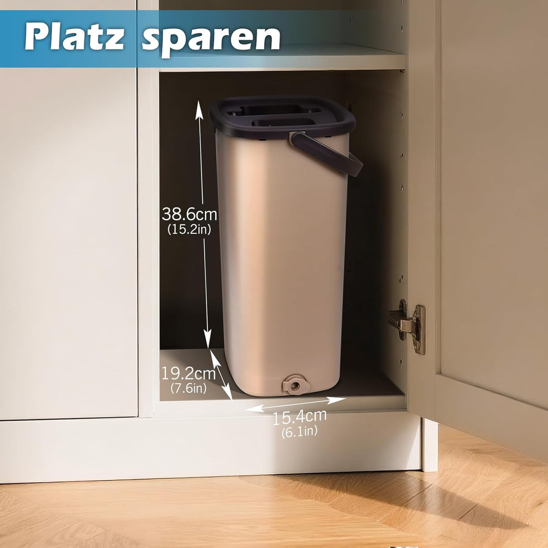 MASTERTOP Flach Mopp mit Eimer und 6 Mikrofaser Moppkopf, Hand-Frei Wischmop & Bodenwischer mit ausw