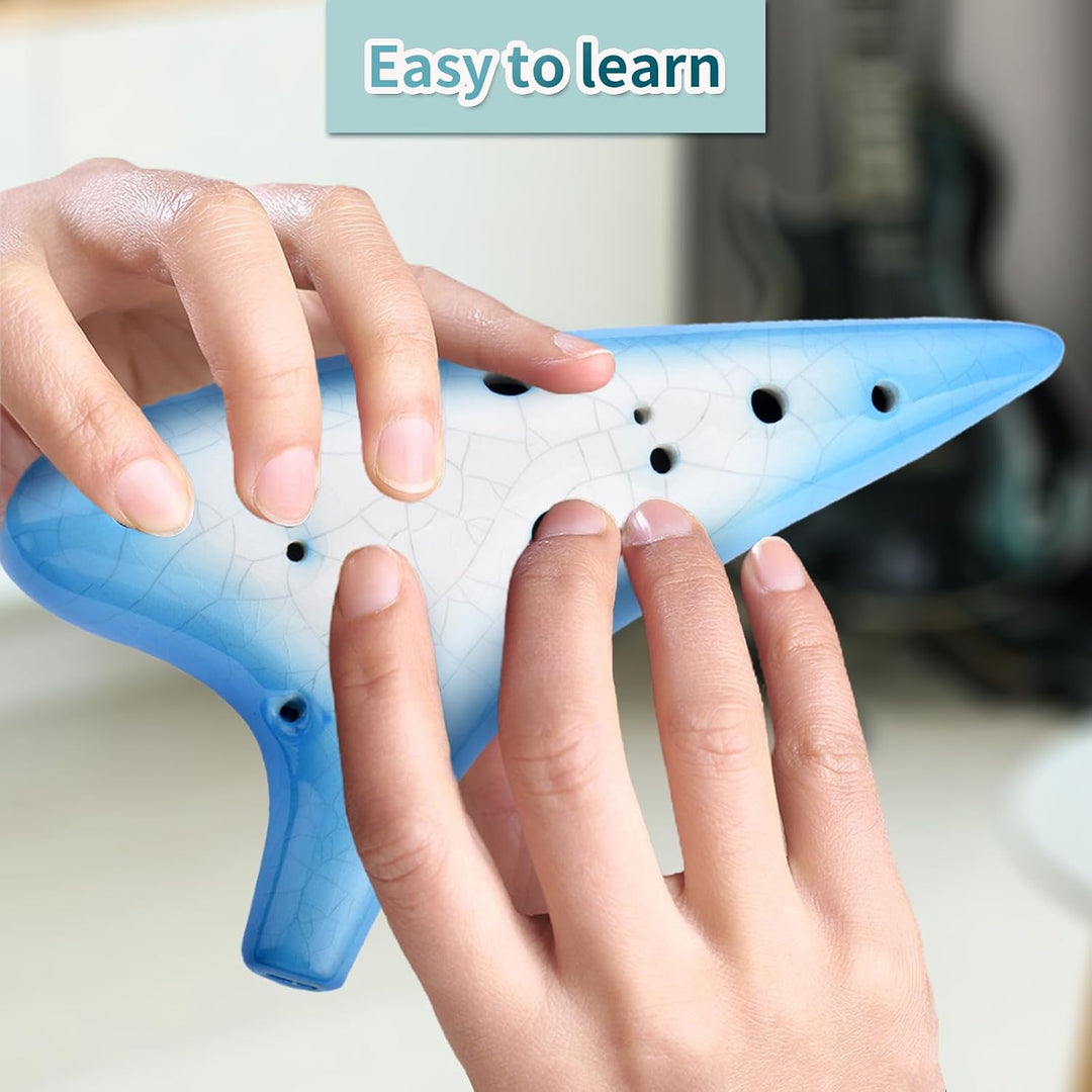 AFE 12 Loch Alto C Okarina Keramik Ocarina mit einer schützenden Tasche und Songbooks Gradient Blue,
