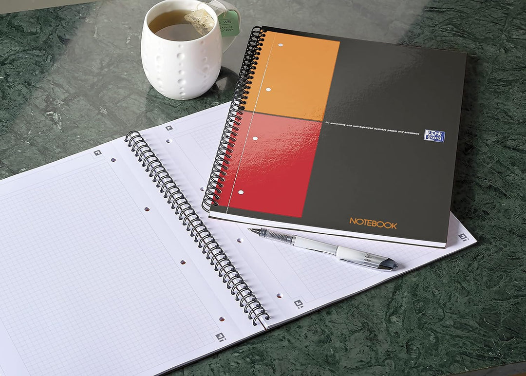 Oxford Notebook International A4, kariert, 160 Seiten, stabiler Kartondeckel, 5 Stück A4 5 Stück kar