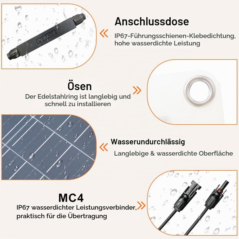 100W 12V Flexible Monokristalline Solarpmodul – Hohe Effizienz Solarpanel für Wohnmobile, Wohnwagen,