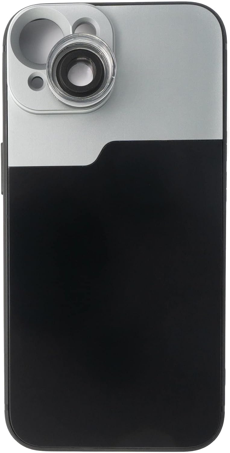 SYSTEM-S Makro Linse 30x Mikroskop Filter mit Hülle in Schwarz für iPhone 13