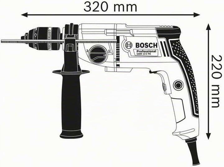 Bosch Professional Bohrmaschine GBM 13-2 RE (inkl. Schnellspannbohrfutter 13mm, Zusatzhandgriff, Tie