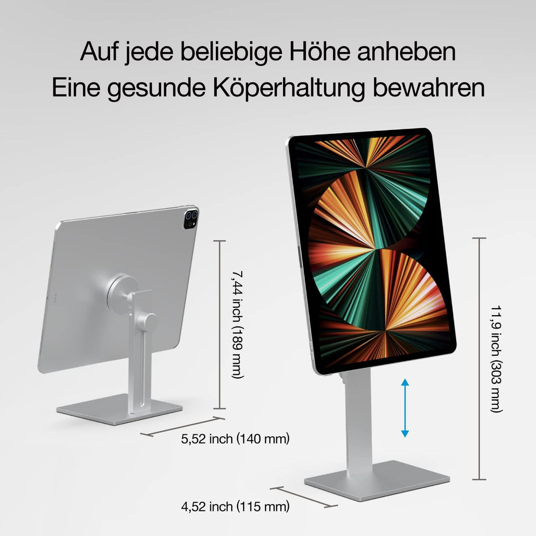 Just Mobile AluDisc Max I Multi-Winkel Tablet Halterung I Magnetischer Tablet Halter kompatibel mit
