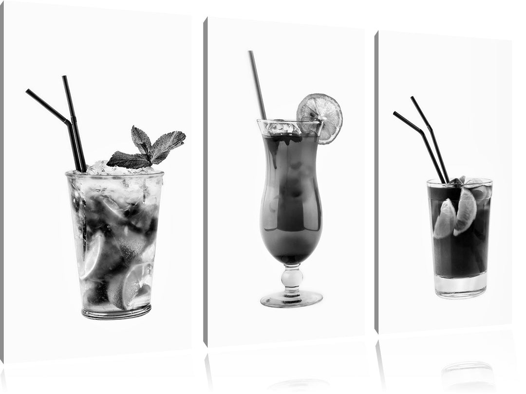 Pixxprint fruchtig frische Cocktails als Leinwandbild/Grösse: 3 Teilig (120x80) cm/Wandbild/Kunstdru