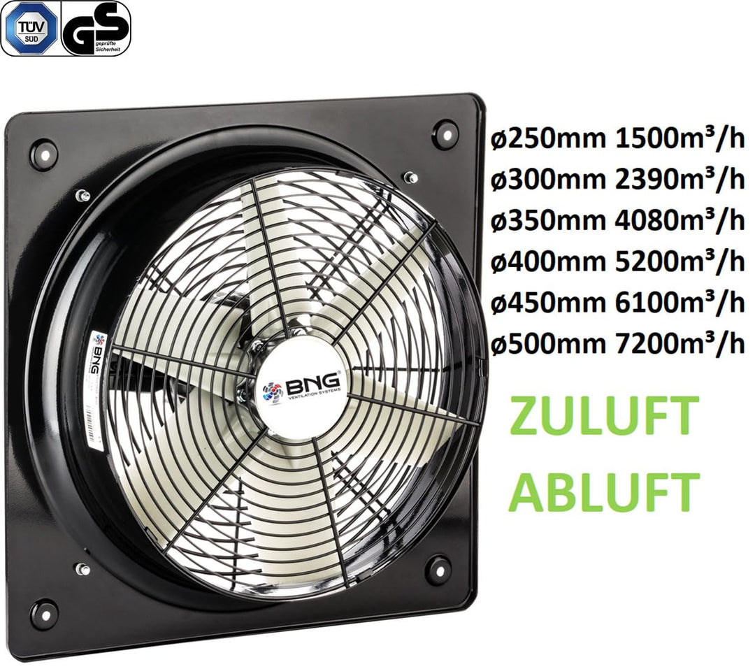 Axialventilator Ventilator Industrie Metall Wand Fenster Lüfter diverse Grössen B6PA (450)