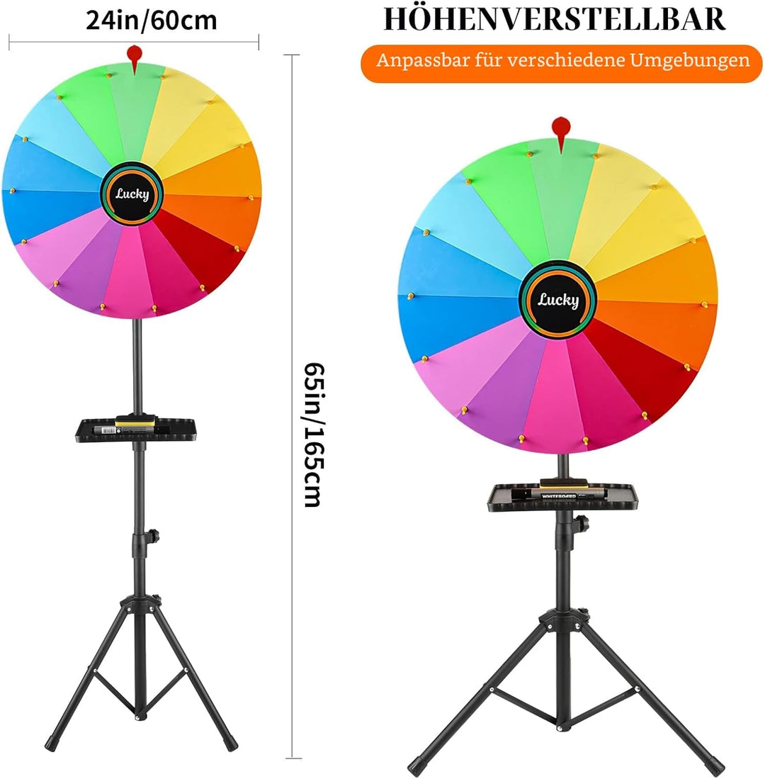 61 cm drehendes Preisrad, 14 Farben, drehbares Kritzelspiel mit löschbarem Marker, verstellbar von 9