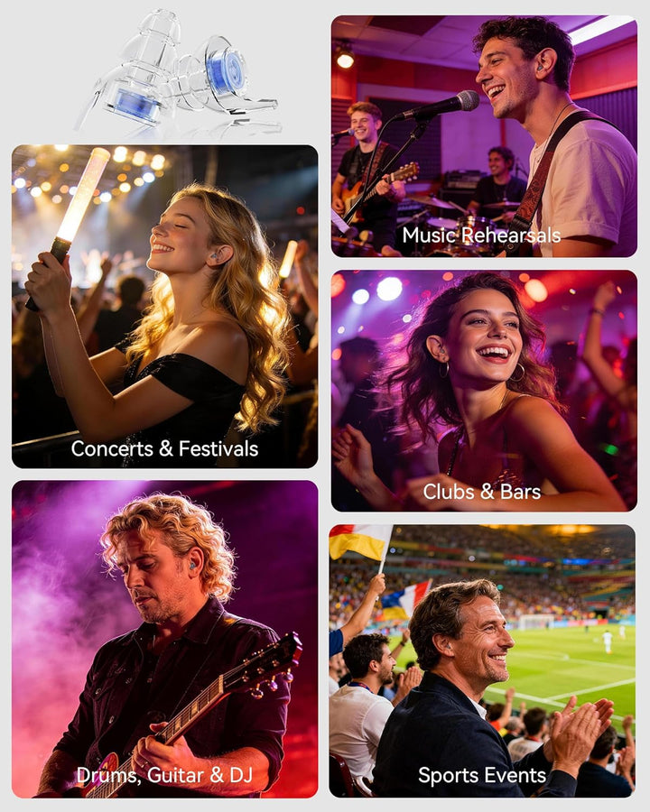 Eargrace Konzert Gehörschutz Ohrstöpsel, 2 Paar Gehörschutz-Musiker-Ohrstöpsel mit Aluminium-Trageta