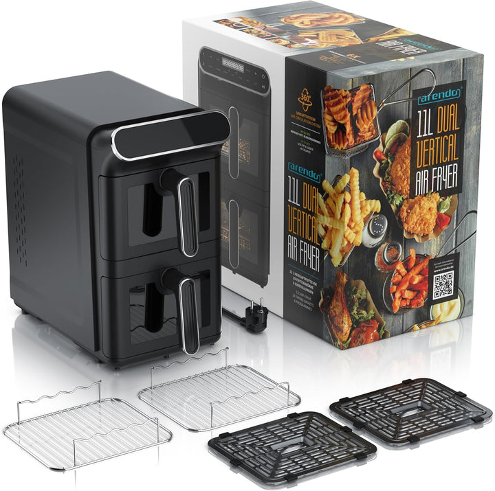 Arendo - Heissluftfritteuse XXL Dual Zone 2 Kammern – 11 L Kapazität – 2 Zonen – Airfryer Doppelkamm