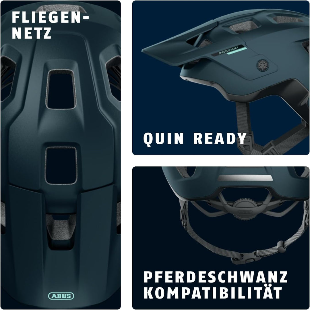 ABUS MTB-Helm MoDrop - robuster Fahrradhelm mit guter Belüftung für Mountainbiker - individuelle Pas