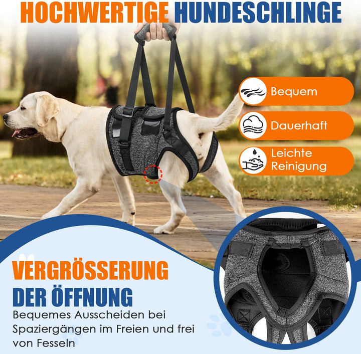 SlowTon Unterstützungsgeschirr für Hinterbeine Geschirr für mittelgrosse Hunde - Bequemes, verstellb