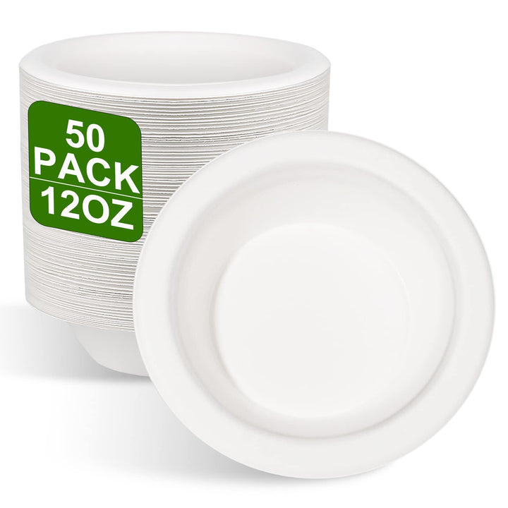 greensight 50 Stück Pappschalen Einweg Suppenschalen 350ML aus Zuckerrohr Einweggeschirr Suppentelle