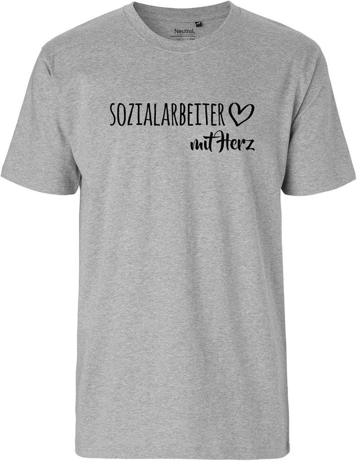 Herren T-Shirt Sozialarbeiter mit Herz Geschenk Oberteil Grösse S-3XL Bio Baumwolle Fairtrade Sozial