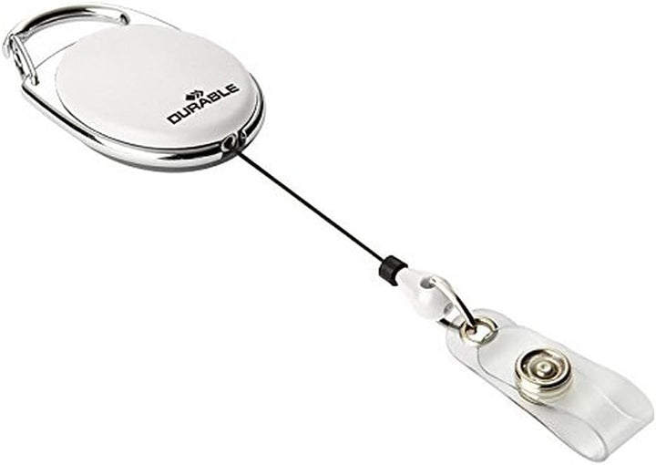 Durable Schlaufenclip Jojo Style (mit Metallclip und Druckknopfschlaufe) 10 Stück weiss, 832402, Wei