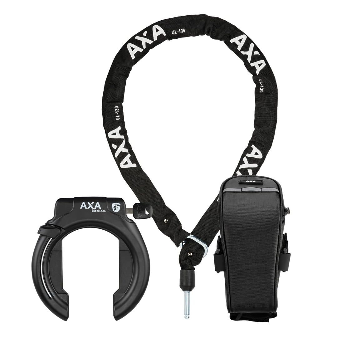 AXA Set Block XXL Retractable + ULC 130 + Transporttasche – Rahmenschloss Set mit Einsteckkette und