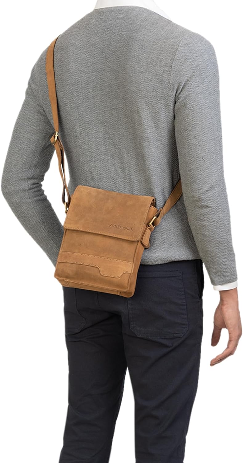 STILORD 'Sven' Herrenhandtasche Leder Umhängetasche klein Schultertasche Männer 8 Zoll Tablet Herren