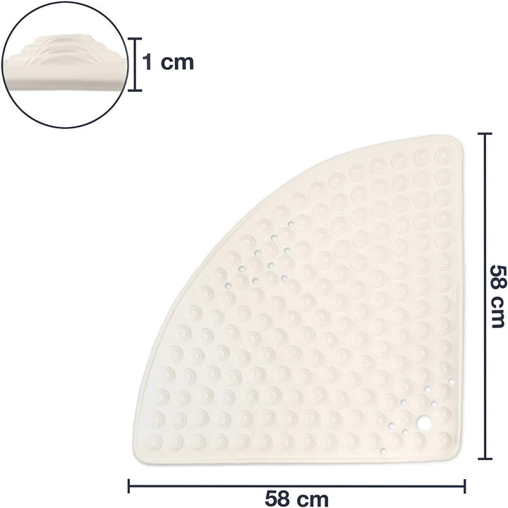 WohnDirect Duschmatte Creme/halbrund 58cm - rutschfest & sehr robust - Antirutschmatte für Dusche od