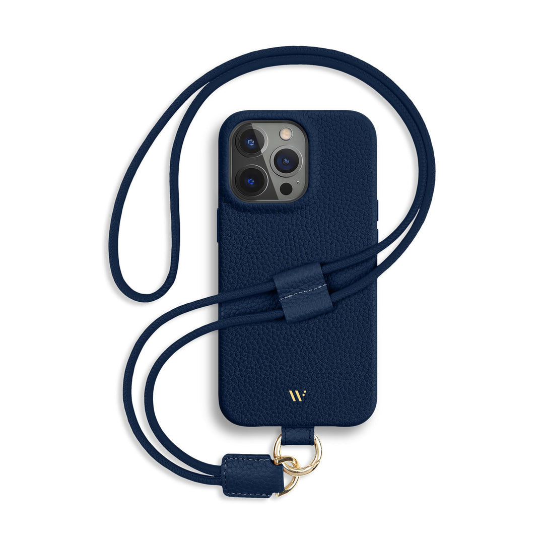 WIIUKA Hülle für iPhone 15 Pro, Leder aus Deutschland, Lederhülle Handykette, Premium Handyhülle, Ca