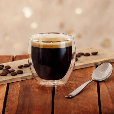 Creano doppelwandige Espresso-Gläser, 6er-Set 100ml, Mokkatassen, Thermo-Gläser mit Schwebe-Effekt S