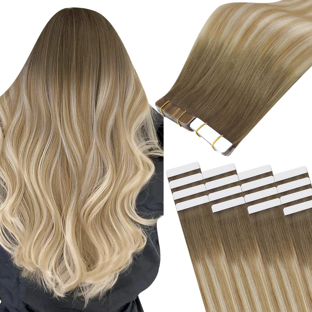 Easyouth Tape in Extensions Echthaar Balayage Tape in Haar Extensions Remy Menschenhaar Tape in Echt