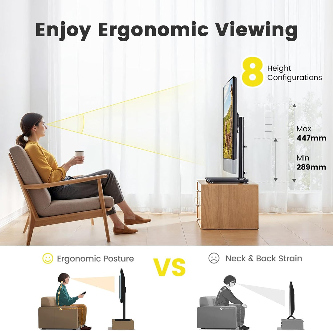TV Ständer Schwenkbarer, Universal TV Standfuss für 32-60 Zoll LED LCD Flach & Curved Fernseher bis