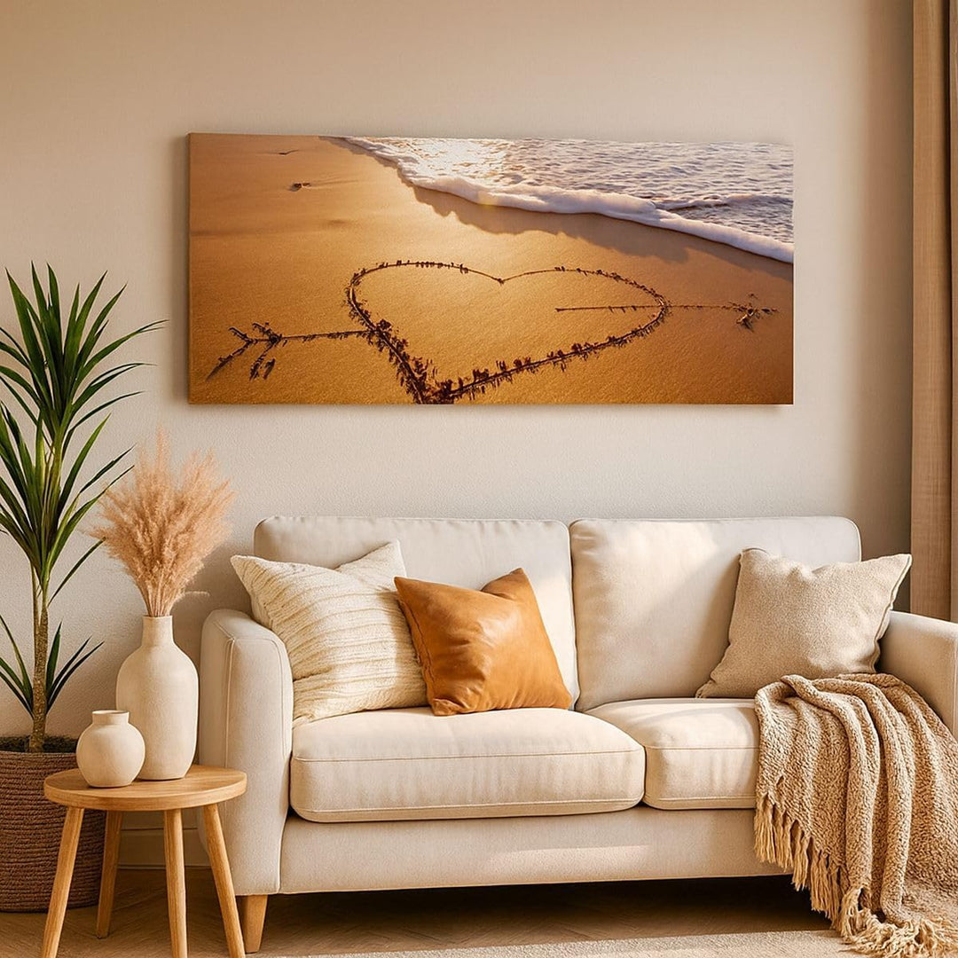 Panorama Bilder auf Leinwand Sommer Meer Sand Strand Leinwandbild 90x30cm Wandbilder Dekoration Wohn