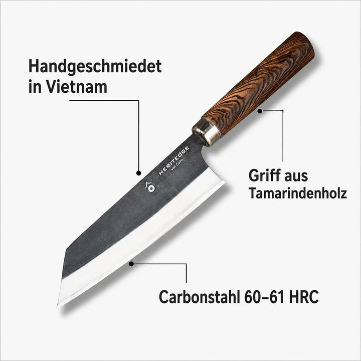 Küchenmesser - Ho Classic, 17cm Klingenlänge, Handgefertigt in Vietnam, Tamarindenholz-Griff, Scharf