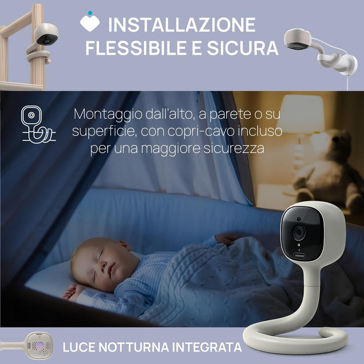Chicco Video-Babyphone Wi-Fi Smart AI, 2K UHD Kamera mit Infrarot-Nachtsicht, dedizierte App, mehrfa