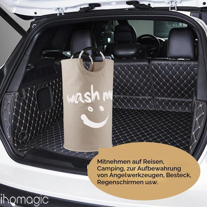 115L Schmutzwäsche Wäschesammler, Grosser Faltbare Aufbewahrungskorb mit Weichen Griffen, Ständer Au