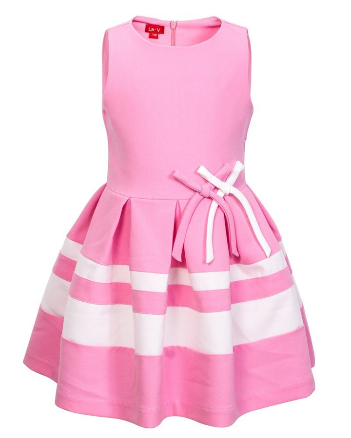 La-V Festliches Kleid gestreift mit Schleifen 98 Rosa, 98 Rosa